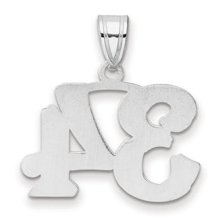 14k White Gold Polished Etched Number 34 Pendant