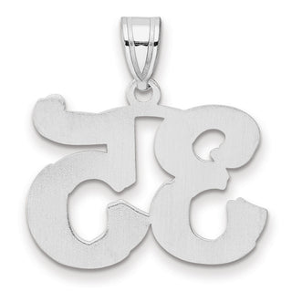 14k White Gold Polished Etched Number 35 Pendant