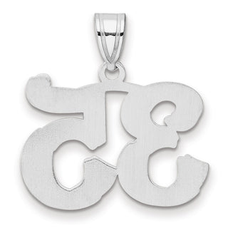 14k White Gold Polished Etched Number 35 Pendant