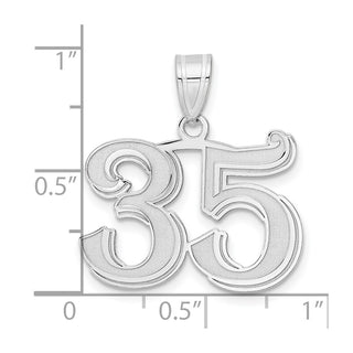 14k White Gold Polished Etched Number 35 Pendant