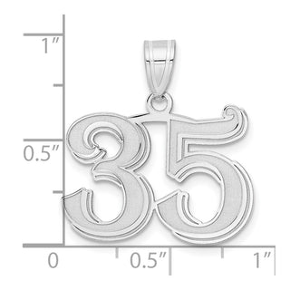 14k White Gold Polished Etched Number 35 Pendant