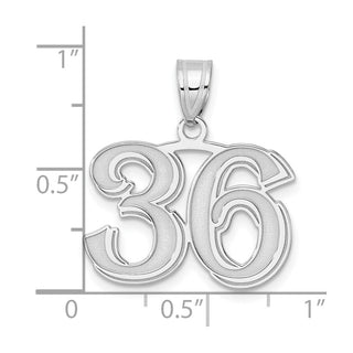14k White Gold Polished Etched Number 36 Pendant