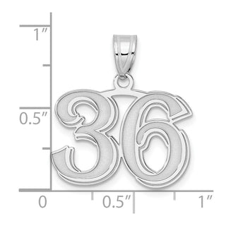 14k White Gold Polished Etched Number 36 Pendant