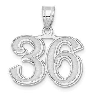 14k White Gold Polished Etched Number 36 Pendant