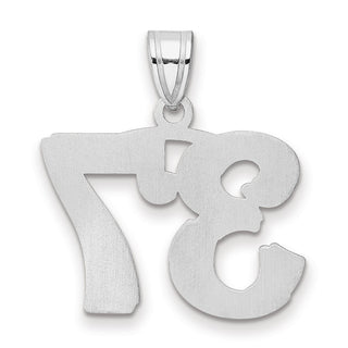 14k White Gold Polished Etched Number 37 Pendant