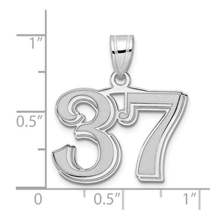14k White Gold Polished Etched Number 37 Pendant