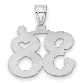14k White Gold Polished Etched Number 38 Pendant