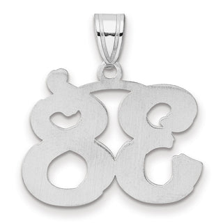 14k White Gold Polished Etched Number 38 Pendant