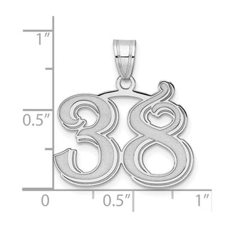 14k White Gold Polished Etched Number 38 Pendant