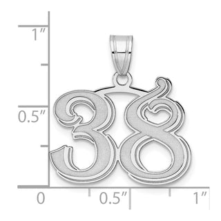 14k White Gold Polished Etched Number 38 Pendant