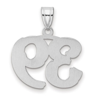 14k White Gold Polished Etched Number 39 Pendant