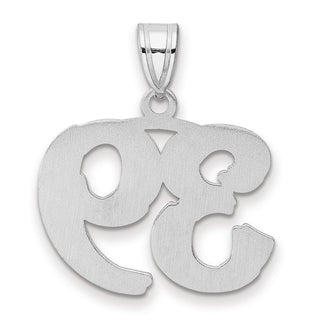 14k White Gold Polished Etched Number 39 Pendant