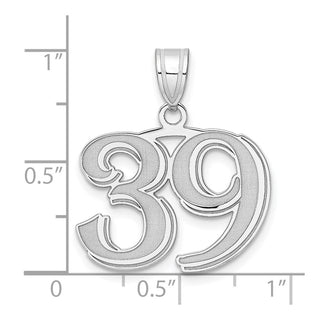 14k White Gold Polished Etched Number 39 Pendant