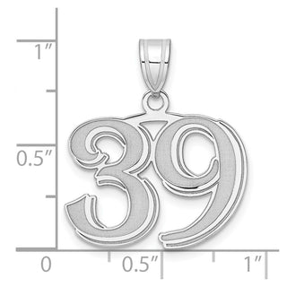 14k White Gold Polished Etched Number 39 Pendant