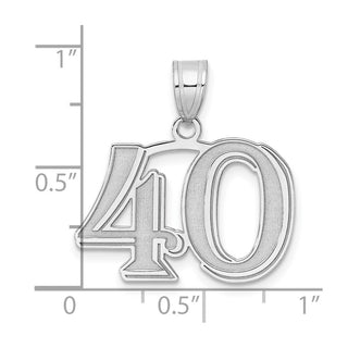 14k White Gold Polished Etched Number 40 Pendant