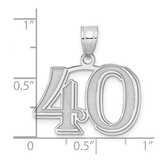 14k White Gold Polished Etched Number 40 Pendant