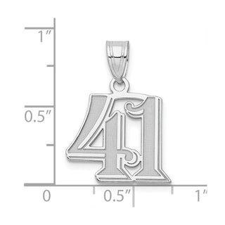 14k White Gold Polished Etched Number 41 Pendant