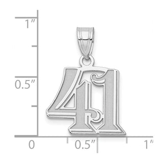 14k White Gold Polished Etched Number 41 Pendant
