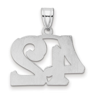 14k White Gold Polished Etched Number 42 Pendant