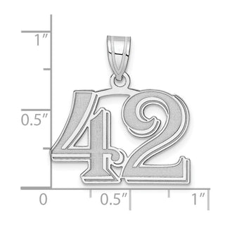 14k White Gold Polished Etched Number 42 Pendant