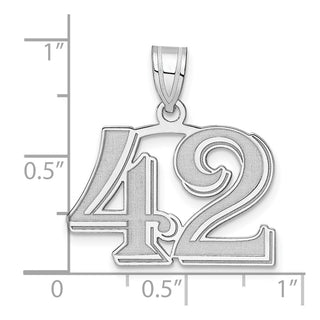 14k White Gold Polished Etched Number 42 Pendant