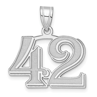 14k White Gold Polished Etched Number 42 Pendant