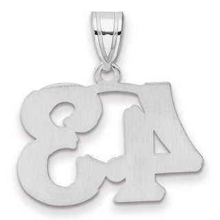 14k White Gold Polished Etched Number 43 Pendant