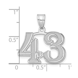 14k White Gold Polished Etched Number 43 Pendant