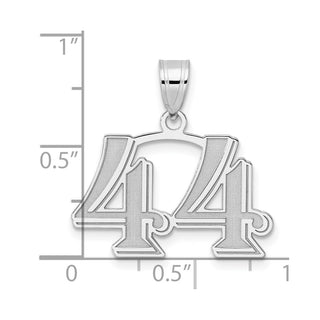 14k White Gold Polished Etched Number 44 Pendant