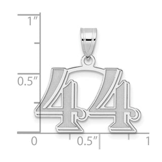 14k White Gold Polished Etched Number 44 Pendant