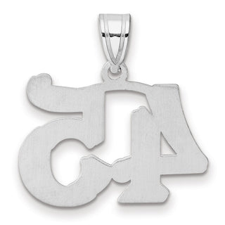14k White Gold Polished Etched Number 45 Pendant