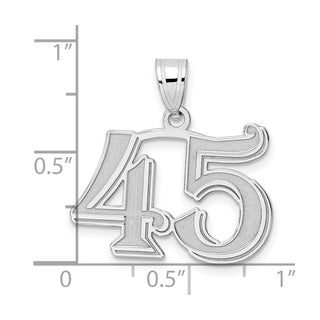 14k White Gold Polished Etched Number 45 Pendant