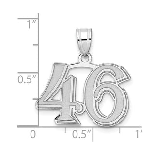 14k White Gold Polished Etched Number 46 Pendant