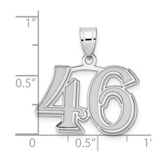 14k White Gold Polished Etched Number 46 Pendant