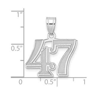 14k White Gold Polished Etched Number 47 Pendant