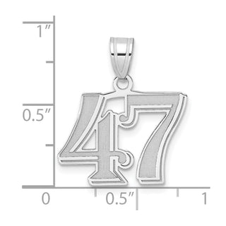 14k White Gold Polished Etched Number 47 Pendant