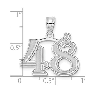 14k White Gold Polished Etched Number 48 Pendant