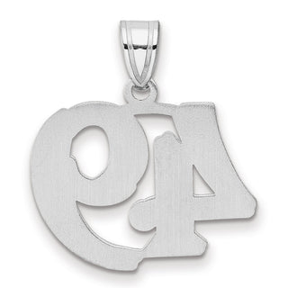 14k White Gold Polished Etched Number 49 Pendant