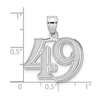 14k White Gold Polished Etched Number 49 Pendant