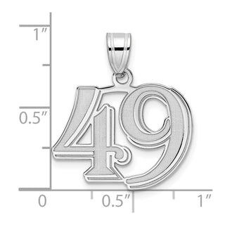 14k White Gold Polished Etched Number 49 Pendant