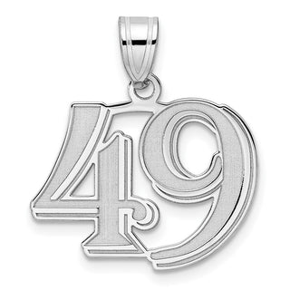 14k White Gold Polished Etched Number 49 Pendant