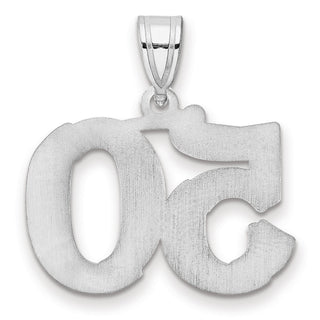 14k White Gold Polished Etched Number 50 Pendant
