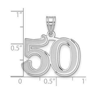14k White Gold Polished Etched Number 50 Pendant