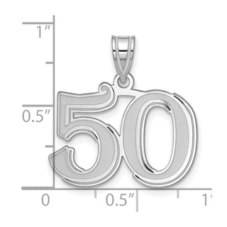 14k White Gold Polished Etched Number 50 Pendant