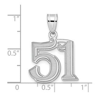 14k White Gold Polished Etched Number 51 Pendant