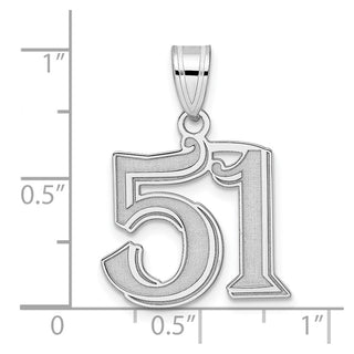 14k White Gold Polished Etched Number 51 Pendant