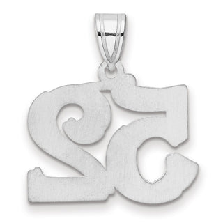 14k White Gold Polished Etched Number 52 Pendant