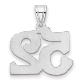 14k White Gold Polished Etched Number 52 Pendant
