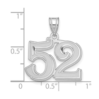 14k White Gold Polished Etched Number 52 Pendant