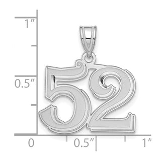 14k White Gold Polished Etched Number 52 Pendant